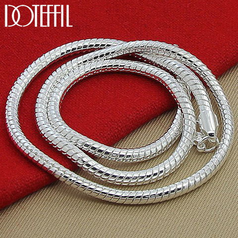 DOTEFFIL 925 Sterling Solid Silver 4mm 50cm Snake Chain Necklace For Woman Man Fashion Wedding Engagement Party Jewelry ► Photo 1/4