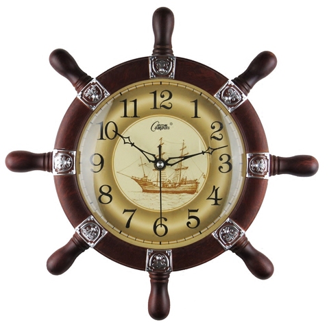 Large Rudder 3D Wall Clock Vintage Wood Living Room Retro Mute Creative European Mediterranean Orologio Muro Home Decor SC175 ► Photo 1/5