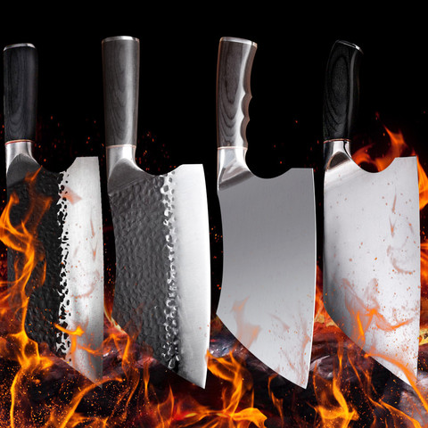 Chinese Forged Butcher Kitchen Knife Set Serbian Kiritsuke Chef Knife High-carbon Clad Steel Cleaver Filleting Slicing Knife ► Photo 1/6