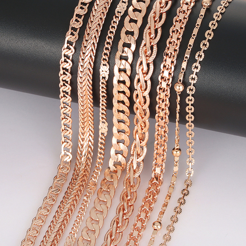 10 Style 50cm 60cm Men Women Necklace 585 Rose Gold Color ChainJewelry ► Photo 1/5