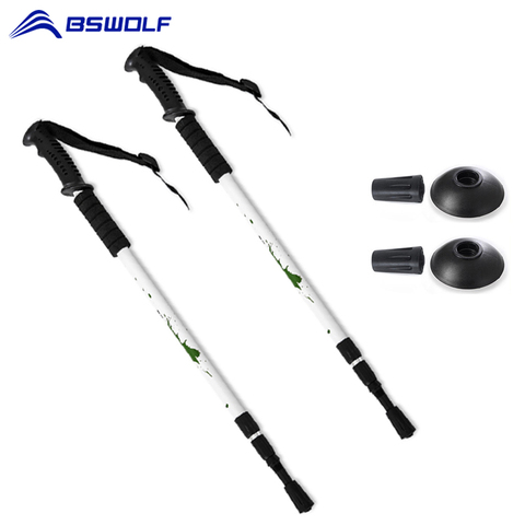 BSWolf 2pcs/lot Outdoor Anti Shock Nordic Walking Sticks Ultra-light Telescopic Trekking Hiking Poles ► Photo 1/6