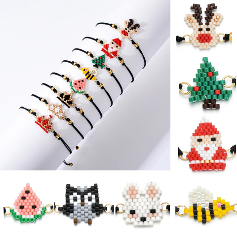 Diy Woven Rope Miyuki Seed Beads Bracelet Boho Santa Claus Elk Bracelet Simple Handmade Friendship Bracelet for Women Gifts ► Photo 1/6