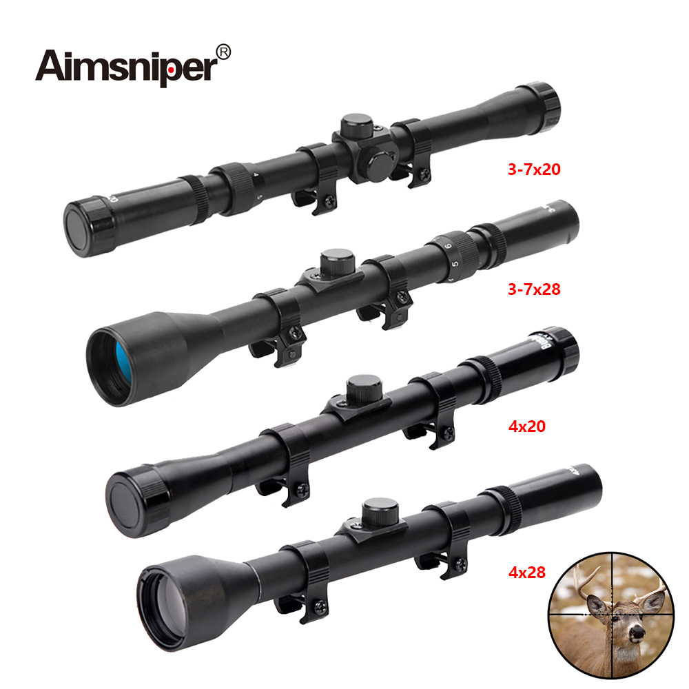 4X20 Scope Sight Riflescope 20mm Lens Fit 9-11mm Rail Airgun Air Rifle for 