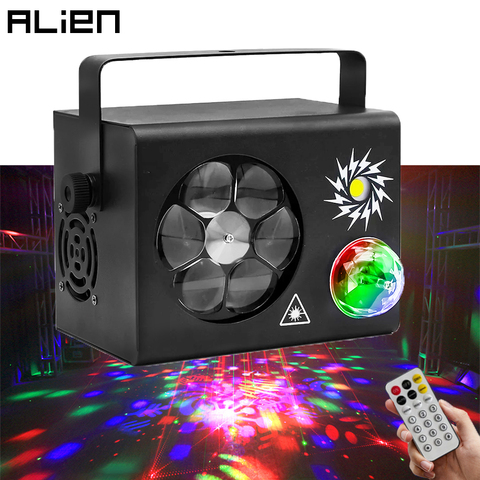 ALIEN 4IN1 RGB LED Gobo Magic Ball Strobe 16 Red Green Laser Patterns Projector DMX Stage Lighting Effect Disco DJ Party Lights ► Photo 1/6