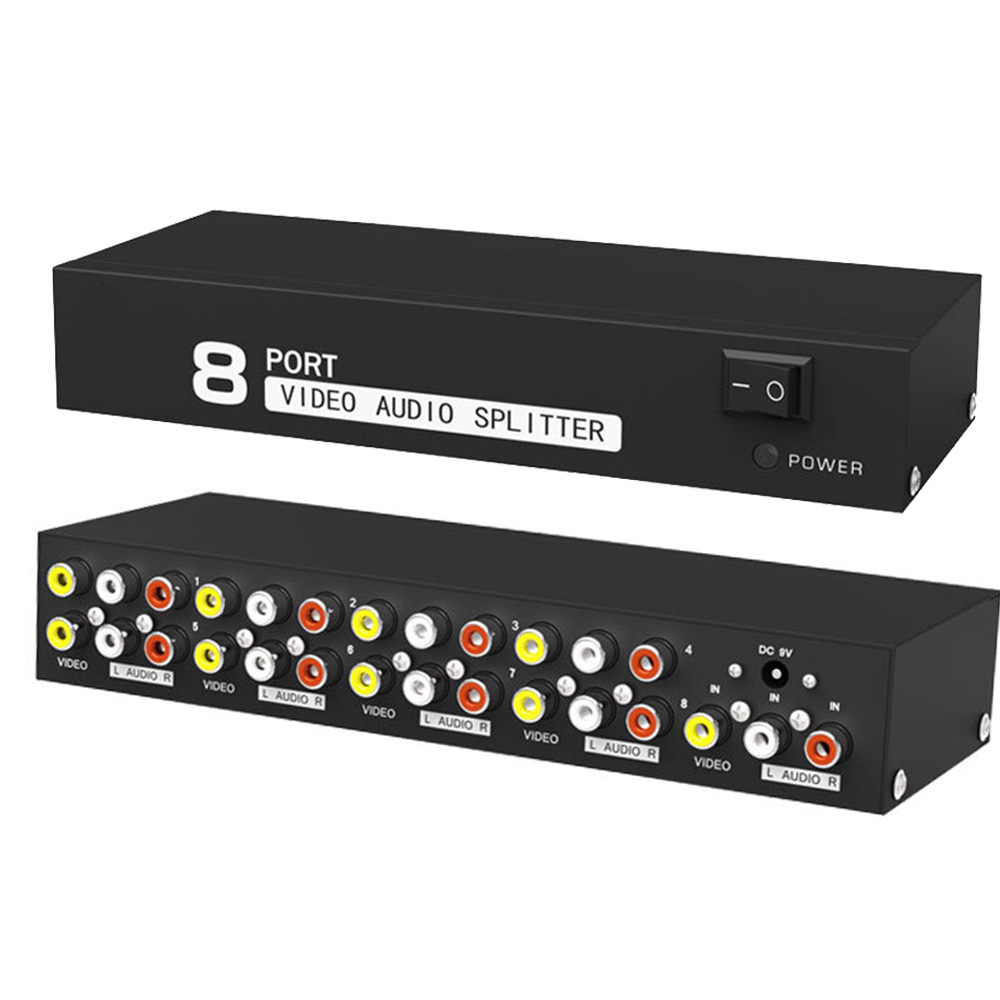 8-way Composite RCA AV splitter 1X8 video&audio 1 in 8 out splitter distributor for STB,DVD HDTV ► Photo 1/5