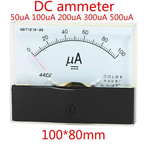 44C2-A DC 0-50uA 100uA 500uA Pointer type DC micro-ampere meter Class 1.5 Analog Amperemeter Panel Meter Gauge ► Photo 1/6