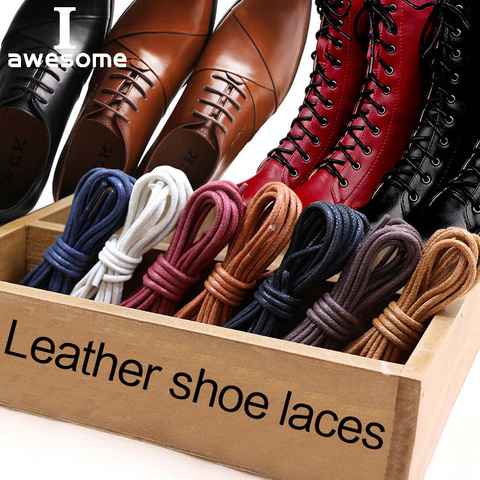 1Pair Waxed Cotton Round Shoe laces Coloured Leather Shoes lace Waterproof ShoeLaces Men Martin Boots Shoelace Shoestring ► Photo 1/5
