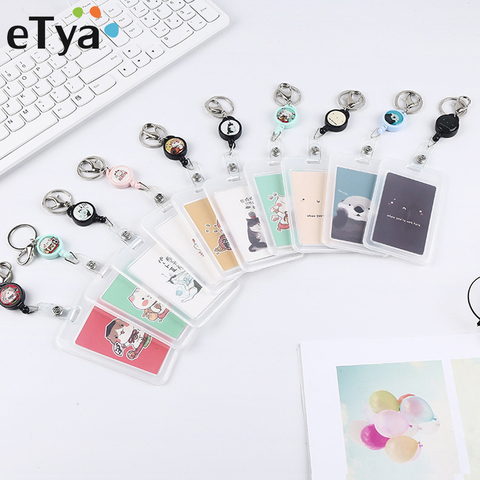 eTya Women Men Business Card Holder Cartoon Cute Retractable Credit Card Holders Bank ID Holders Badge Child Bus Card Cover Case ► Photo 1/6