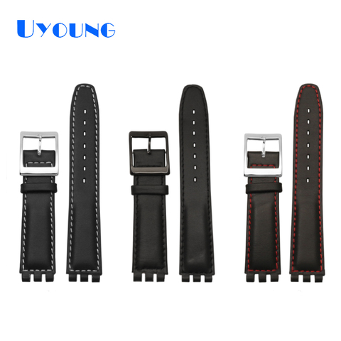 Leather watch strap waterproof for Swatch YIS415/414 17mm 19mm replace Cowhide watch band concavo convex watch bracelet men's ► Photo 1/6