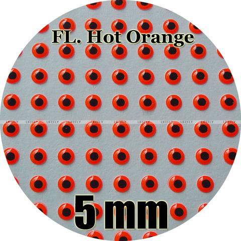 5mm 3D FL. Hot Orange / Wholesale 700 Soft Molded 3D Holographic Fish Eyes, Fly Tying, Jig, Lure Making ► Photo 1/1