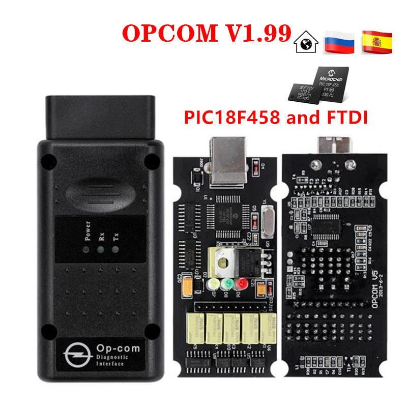 Op com OP-Com Firmware V1.99 Software with PIC18F458 Chip FTDI OBD2 II For Opel 