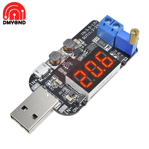 With Current USB Micro USB 5V to 3.3V 12V 24V Adjustable Buck-Boost Power Supply Voltage Regulator Converter Module LED Display ► Photo 1/6