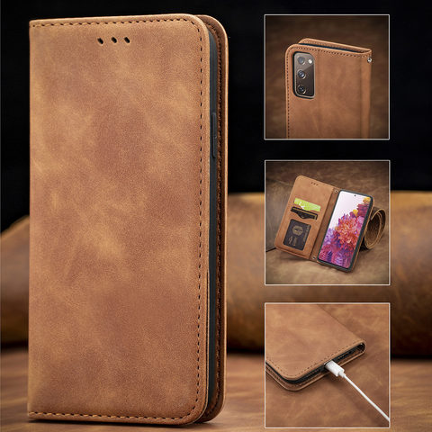 Leather Flip Case For Samsung Galaxy S8 S9 S10 E S20 FE S21 Note 9 10 20 Ultra Plus J4 J6 Plus Prime 2022 F62 Phone Case Cover ► Photo 1/6