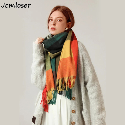 2022 luxury brand cashmere women plaid scarf winter warm shawl wrap bandana pashmina long tassel female foulard thick blanket ► Photo 1/6