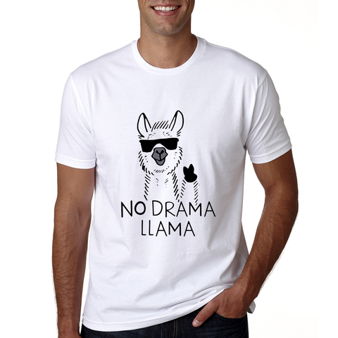 2022 Mens Llama Tshirt Short Sleeve Casual Men Llama T-shirt Summer Cool No Drama Llama T Shirts Cartoon Llama Tops Tees ► Photo 1/5
