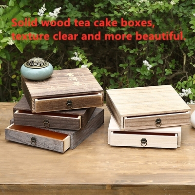 Single solid wood tea boxes, tea packaging wooden burning paulownia multilayer tea tray Chinese style gifts custom ► Photo 1/5