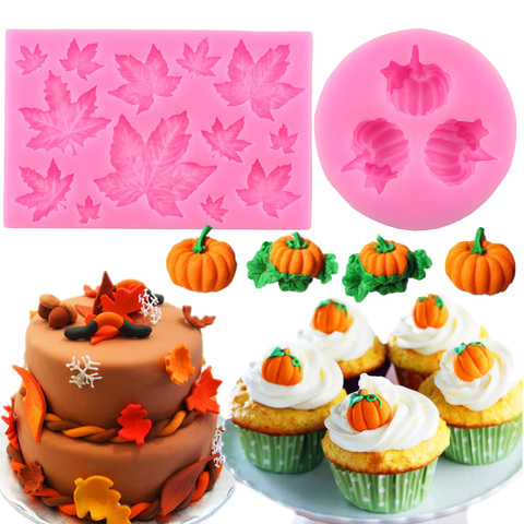 Halloween Pumpkin Cake Decoration Silicone Mold DIY Leaves Cupcake Topper Fondant Cake Decorating Candy Chocolate Gumpaste Mould ► Photo 1/6