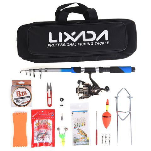 Lixada Fishing Tackle Set with 2.1m Telescopic Fiberglass Fishing Sea Rod Spinning Fishing Reel Baits Hooks Fishing Pole Rod Set ► Photo 1/6