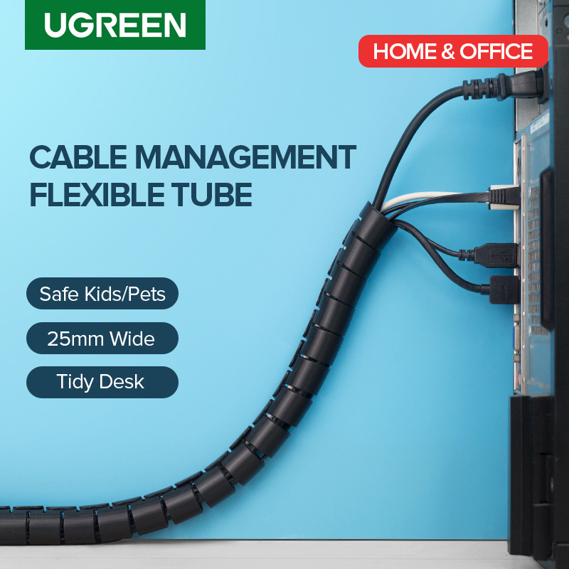 Safe Cable Hide Wrap Tube 10/25mm Organizer Management Wire Spiral Flexible Cord 