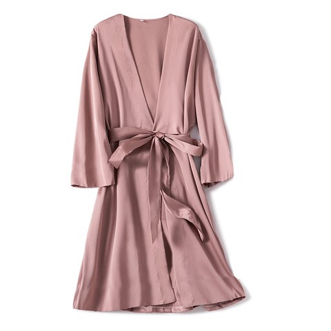 Satin Robe Female Intimate Lingerie Sleepwear Silky Bridal Wedding Gift Casual Kimono Bathrobe Gown Nightgown Sexy Nightwear ► Photo 1/6