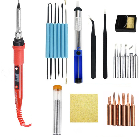 220V 80W  LCD Soldering iron kit adjustable temperature solder welding tools Ceramic heater with soldering tips Desoldering Pump ► Photo 1/6