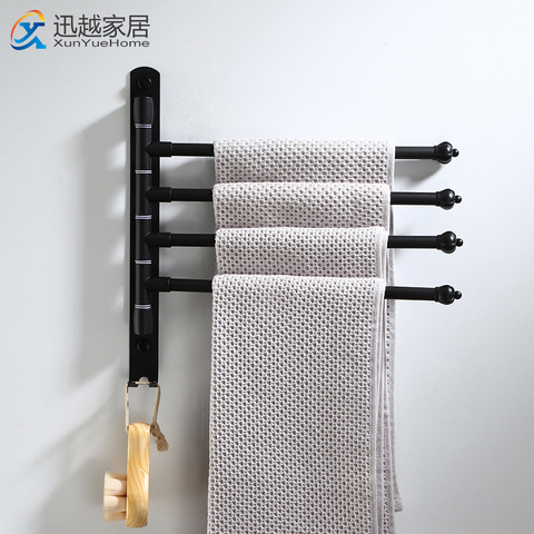 Towel Bars Punch-Free Stainless Steel 2-5 Pole Shower Rack Wall Hanging Movable Rotatable Rod Bathroom 00TB0302 Multi-Bar ► Photo 1/6