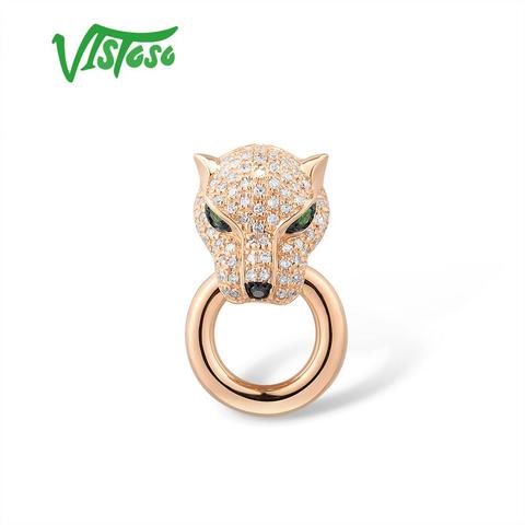 VISTOSO Gold Pendant For Women Genuine 14K 585 Rose Gold Leopard Pendant Emerald Sparkling Diamond Engagement Fine Jewelry ► Photo 1/6