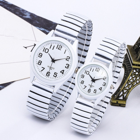 1PCs Fashion Vintage Business Women Men Elastic White Black Quartz Watch Tide Lovers Couple Party Office Gifts Bracelet Watches ► Photo 1/4