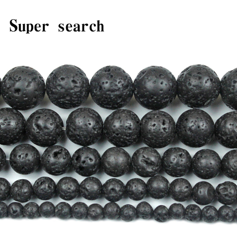 Natural Stone Black Lava Volcanic Stone Loose Beads 4 6 8 10 12 14 16 18MM Fit Diy Charm Beads For Jewelry Making Accessories ► Photo 1/6