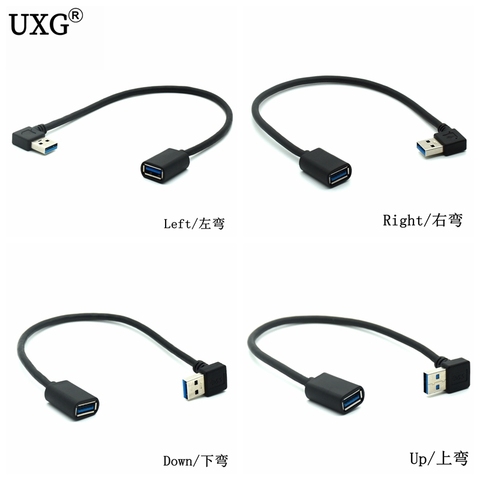 5Gbps USB 3.0 Right / Left /Up/Down Angle 90 Degree Extension Cable Male To Female Adapter Cord USB Cables 30CM 1ft 2ft 60CM ► Photo 1/5