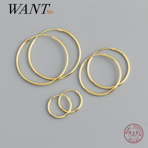 WANTME Genuine 925 Sterling Silver Fashion Korean Simple Hoop Earrings for Women Men Charming Chic Party Jewelry Accessories ► Photo 1/6