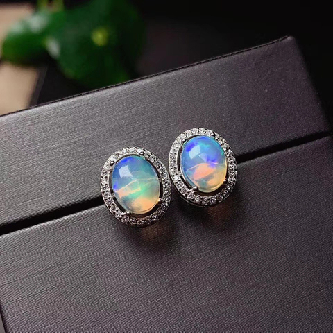 CoLife Jewelry Classic 925 Silver Opal Stud Earrings 4*6mm Natural Opal Silver Earrings Simple Silver Gemstone Earrings ► Photo 1/6