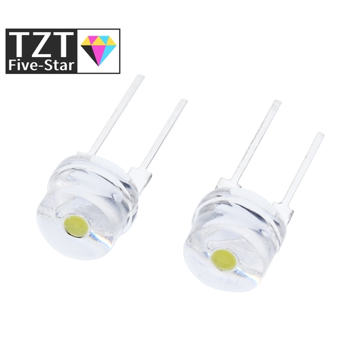 10PCS NEW F8 8mm 0.5W 3.0-3.2V Straw hat LED White Super bright LED lamp Wide Angle Transparent LED Lamp Strawhat LED ► Photo 1/5