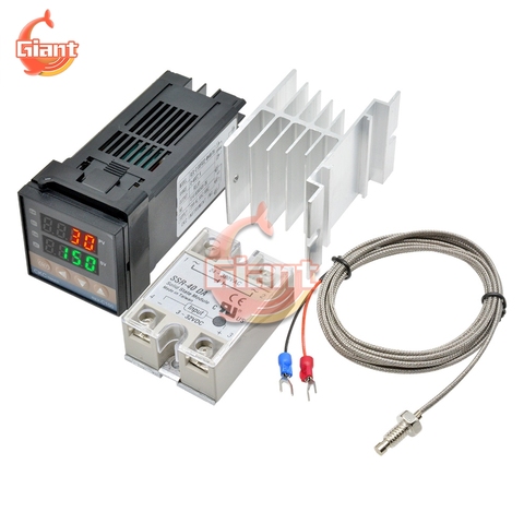 REX-C100 Digital PID Temperature Controller Thermostat SSR Output 40A SSR Relay K Thermocouple Probe Sensor SSR 40DA Solid Relay ► Photo 1/6