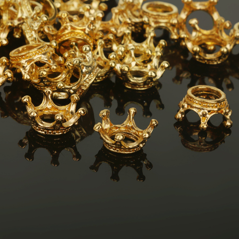 Pack of 50 Crown Shape Charms Loose Beads Pendants for DIY Jewelry Making Finding Gold Plated ► Photo 1/5