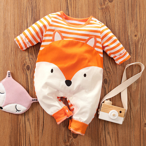 Newborn Baby Boy Clothes Cartoon Fox Child Costume New Born Girl Romper Onesie Infant Toddler Fall Jumpsuits Babygrow Overalls ► Photo 1/6