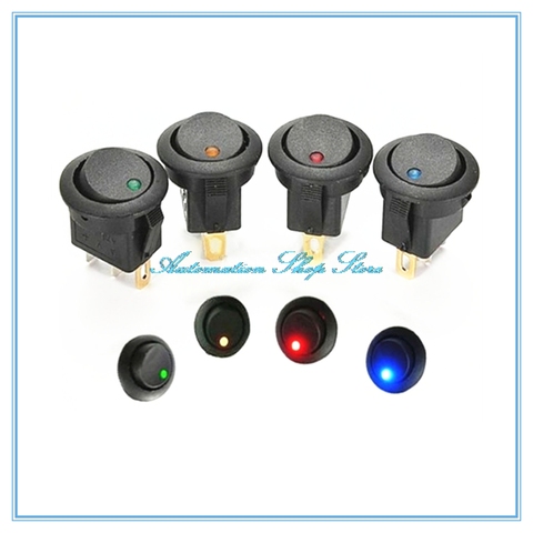 HOT 5Pcs Car 12V 3 Pin Round Rocker Dot  LED Light Toggle Switch SPST ON/OFF Sales ► Photo 1/2