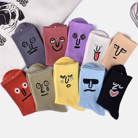 Women Harajuku Colorful Funny Cute Socks Happy Korean Unisex expression Candy Color Cotton socks ► Photo 1/6