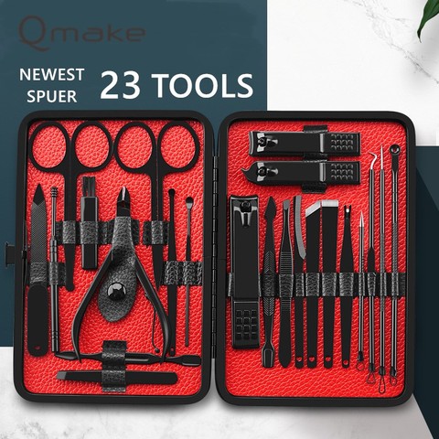 Qmake Super Complete 23 Piece Manicure Set Nail Kit Nail Art Tools Manicure Sets Pedicure Care Ingrown Clipper Pusher Nail File ► Photo 1/6