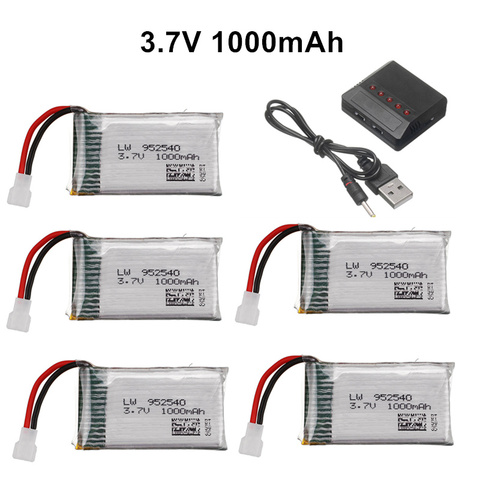 1000mAh 3.7V lipo Battery For Syma X5 X5C X5S X5SC X5HW X5HC X5SW M68 X300 X400 X500 X800 HJ819 3.7V 800mAh 902540 battery 5pcs ► Photo 1/6