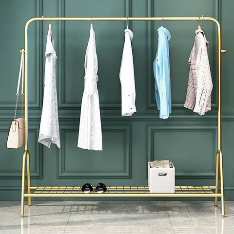 Single Pole Drying Rack Indoor Floor-Standing Clothes Hanger Balcony Clothing Drying Shelf Shoe Holder Home Space Saving Shelf ► Photo 1/6