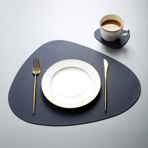 Leather Table Mats Place Mat Tableware Pad Placemat Table Mat Heat Insulation PU  Placemats Bowl Coaster Kitchen Non-Slip ► Photo 1/6