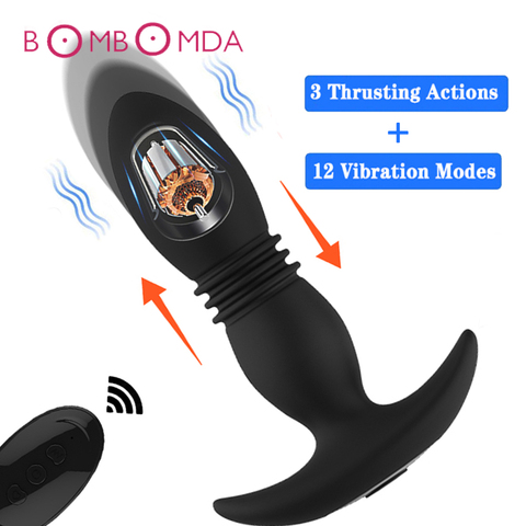 Anal Vibrator Telescopic Vibrator Male Prostate Massager Wireless Remote Control  Dildo Butt Plug Vibrator Anal Sex Toys For Men ► Photo 1/6