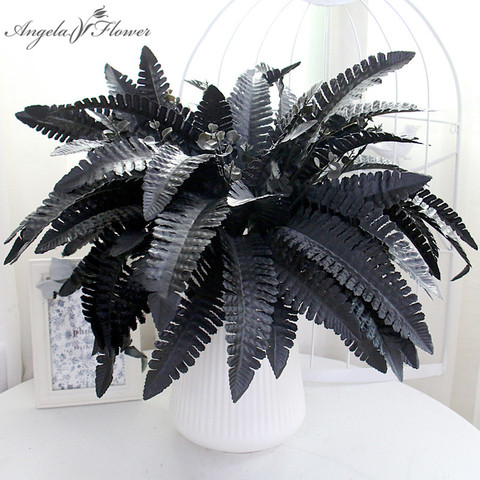 Black Persian Grass Artificial Flower Plants Ferns Persian Leaves Wedding Flower Arrangement Decor Home Plants Wall DIY Material ► Photo 1/6