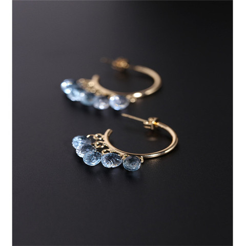 DAIMI Sky blue topaz earrings female gemstones genuine 14K gold Injection drop water color earrings for girlfriend ► Photo 1/6