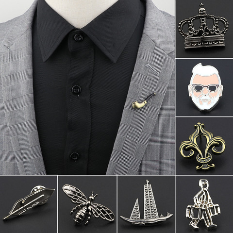 Men's Advanced Chic Brooches Crown Boat Star Pin Suit Shawl Lapel Pins Uxedo Corsage Hat Shirt Collar Pin Party Daily Accessory ► Photo 1/6