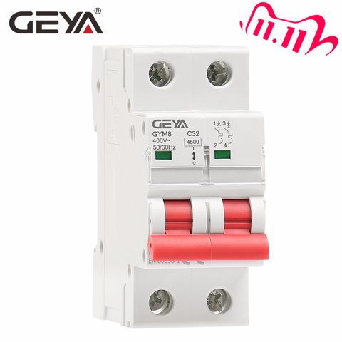 GEYA GYM8 Double Pole Din Rail MCB 4.5KA Miniature Circuit Breakers 63A AC Type with CE CB SEMKO Certificate ► Photo 1/6