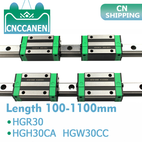 2PC HGR30 HGH30 Square Linear Guide Rail 100-1100mm +4PCS Slide Block Carriage HGH30CA /Flang HGW30CC CNC Parts Router Engraving ► Photo 1/6