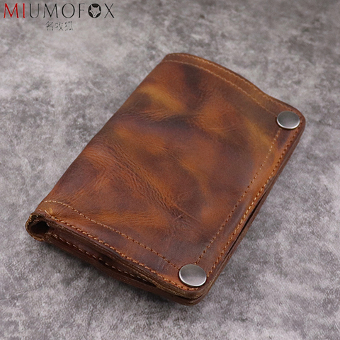 Handmade Wrinkle Wallet Original Leather Genuine Cow Leather Vertical Mens Wallets Retro Money Clips Luxury Short Billfold Purse ► Photo 1/6