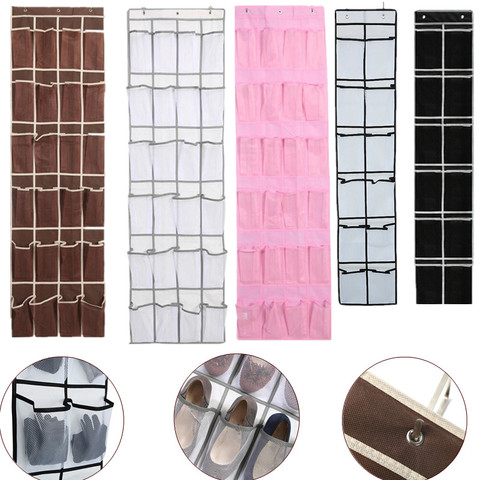 12/24 pocket Large Mesh Cloth Box Storage Hanging Bag Wall-mounted Sundries Organizer Holder Room Shoes Slippers Storage Bag ► Photo 1/6